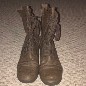 brown combat boots